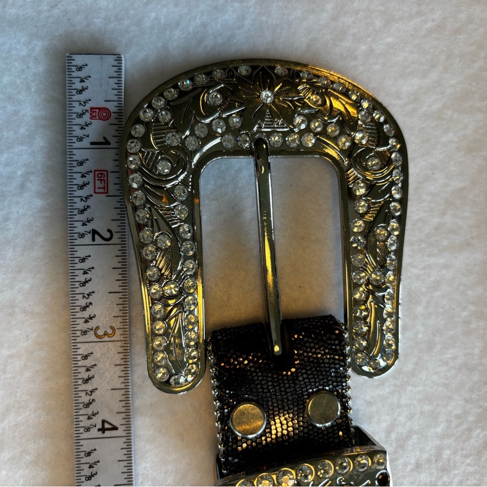 Women’s Angel Ranch Turquoise Studded Western Belt L Rhinestone Buckle Leather - Picture 2 of 16
